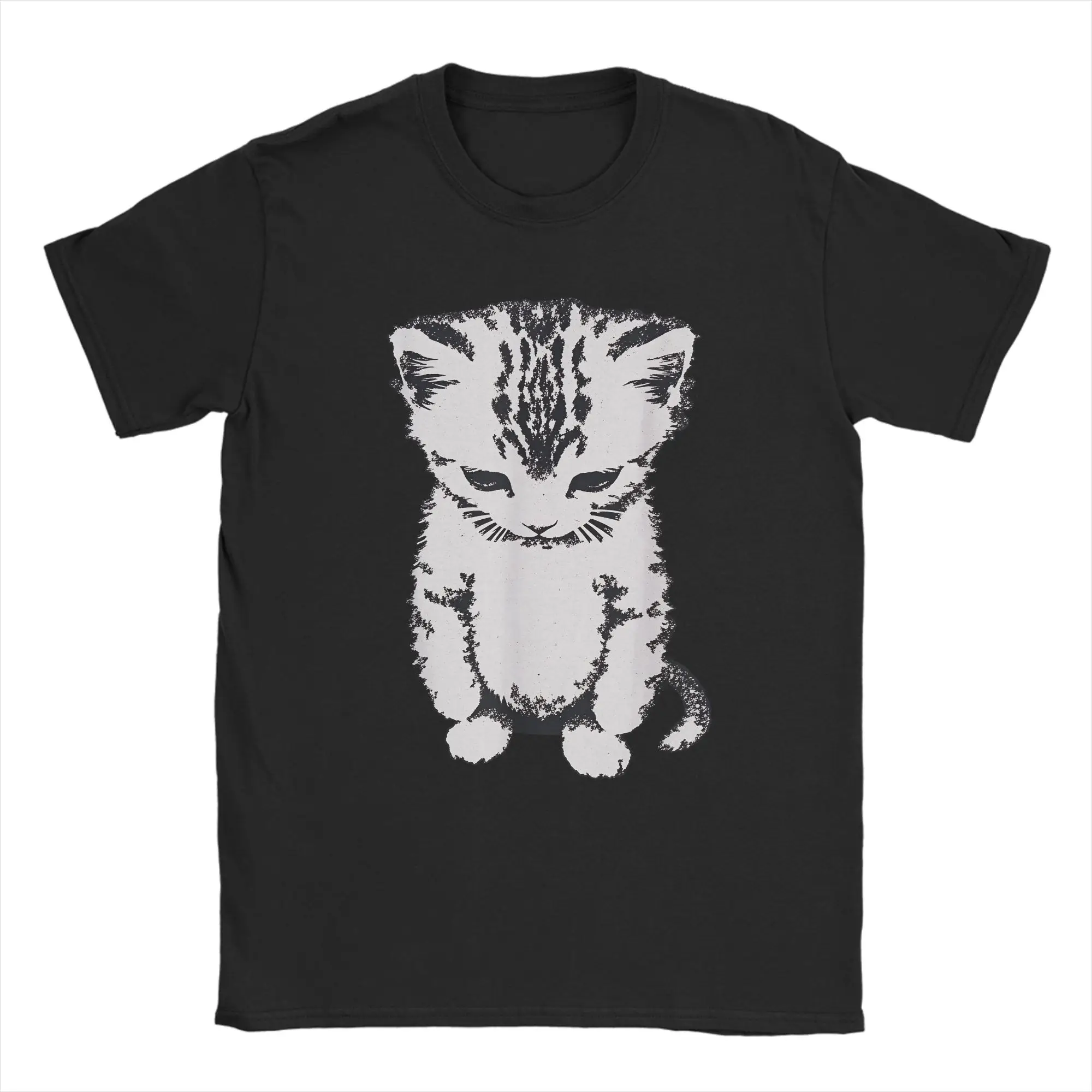 

Men's Funny Sad Cat Meme T Shirts Pure Cotton Clothing Novelty Short Sleeve Crewneck Tees Party T-Shirts