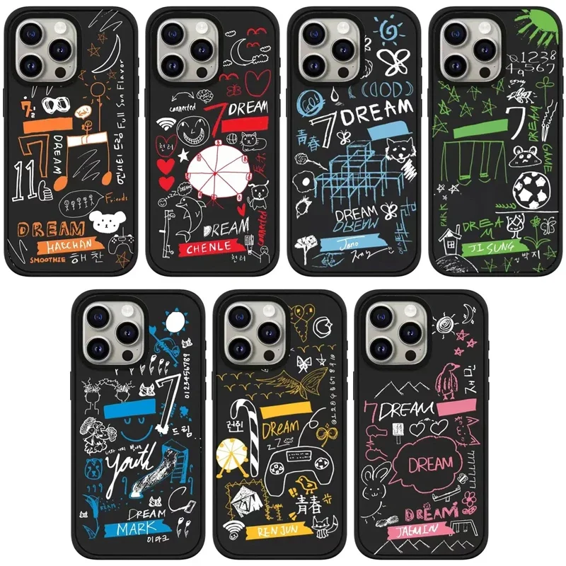 

Black Frosted Dream Graffiti iPhone 13 15 14 Pro Max Protective Case, Fits iPhone 15 Pro Max