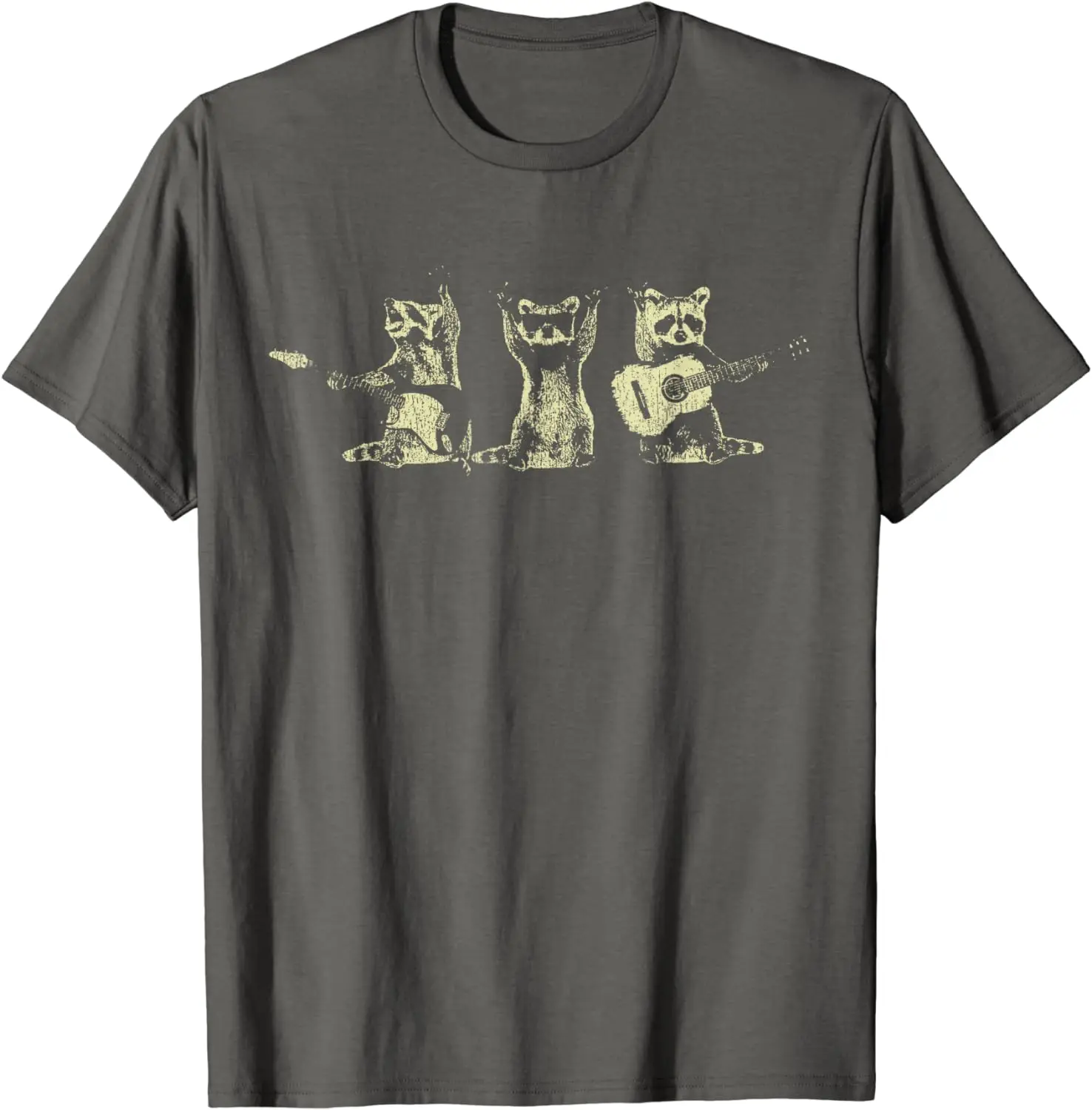 Funny Raccoon Music Band Electric Acoustic Guitar Racoons T-Shirt