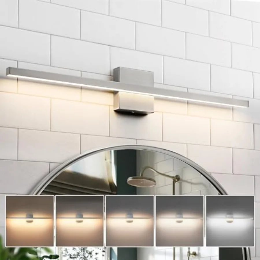 

Светильник для ванной комнаты над зеркалом - Современный светильник для туалетного столика - 31,5 дюйма, 22 Вт, светодиодный, с регулируемой яркостью, 5 режимов цветовой температуры, настенный светильник.