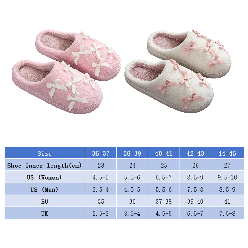 النساء النعال الخريف والشتاء أفخم نعال من القطن النساء الدافئة داخلي لطيف فتاة القوس الوردي النعال أحذية الشتاء جديد #3