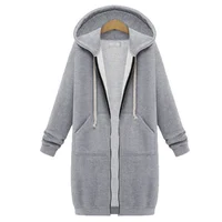 2024 Women's Autumn Winter ThickenHoodies Parkas Loose Hooded Jackets Zipper Pocket Maxi Size Sweatshirt Sports Dresses Outwear 6