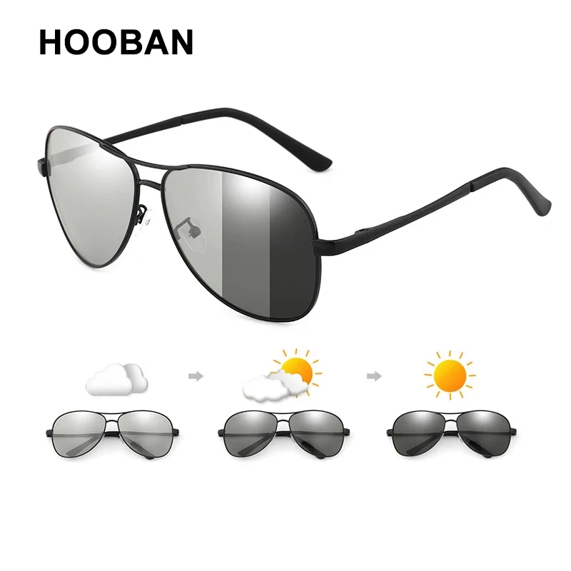 New Photochromic Polarized Sunglasses Men Women Classic Pilot Chameleon Sun Glasses Fashion Change Color Fishing Eyeglasses