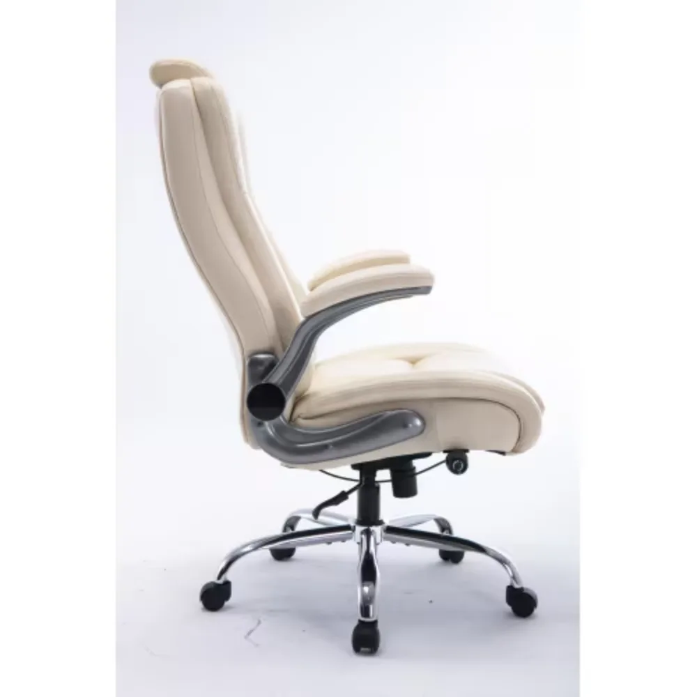 Silla de oficina con respaldo alto y reposacabezas de elevación, soporte Lumbar incorporado ajustable, brazos abatibles, silla de escritorio giratoria acolchada gruesa