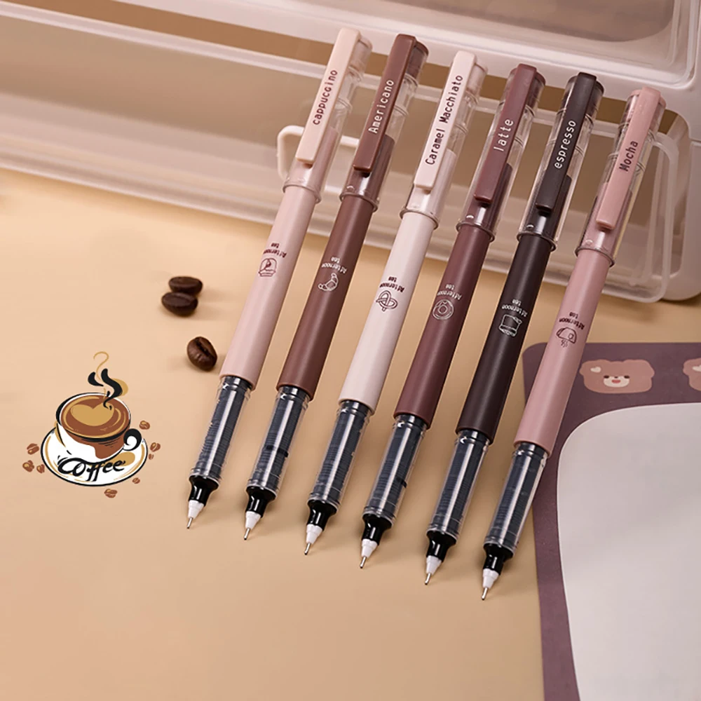 6 Stück Kaffeethemen-Gelstifte, die schnell trocknen, verhindern Verschmieren, sind weich und eignen sich zum Notieren, Malen und als Bürobedarf. – Detail 5