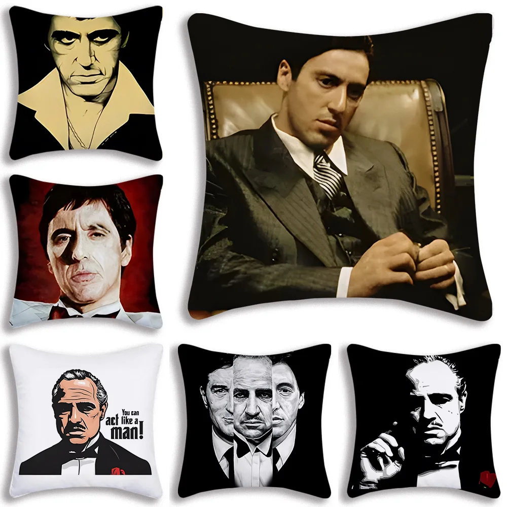 

The Godfather Pillow Covers Cartoon Sofa Decorative Home Double-sided Printing Short Plush Cute Cushion Cover