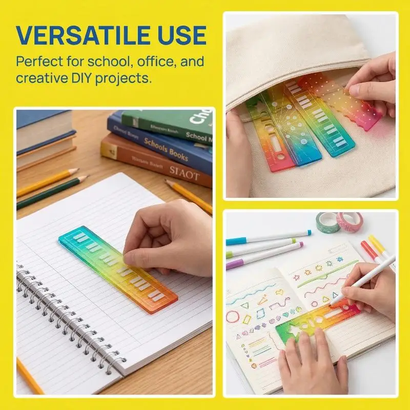 5/10/50pcs Colorful Iridescent Cartoon Palm Ruler Mini Straight Ruler Student Notebook Pocket Portable Gradient Measuring Tool