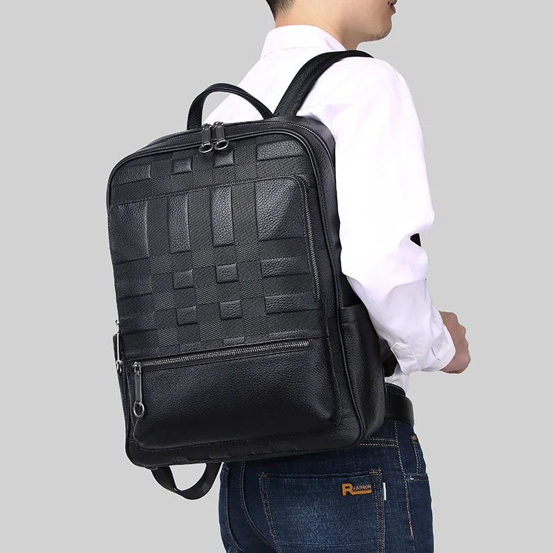 

New Genuine Leather Korean Fashion Laptop Bag Cowhide Men's Business Travel Men Backpack Wholesale School Bags For Teenagers