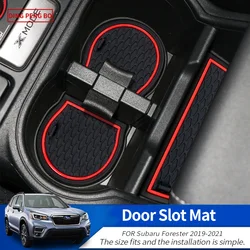 Gate Slot Mat Anti-Slip Door Groove Pad For Subaru Forester 2019-2021 Interior Decoration Car-styling Acccessories