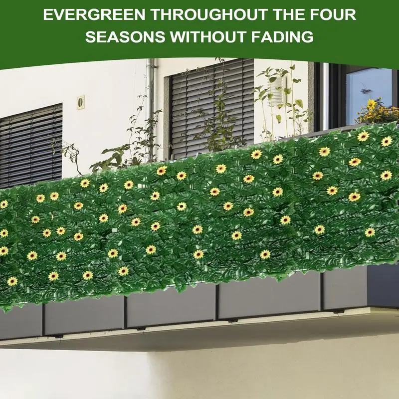 

Искусственный плющ, забор для конфиденциальности, 1x3 м, искусственное растение для конфиденциальности, виноградная лоза, забор для живой изгороди, зелень, растение, лоза, травяные панели с 96 подсолнухами, сад