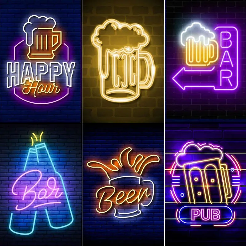 1Pc Neon Light Qingdao Beer Bar Signboard Poster Vintage Metal Logo Cinema Art Decoration Painting Club Game Hall Aluminum