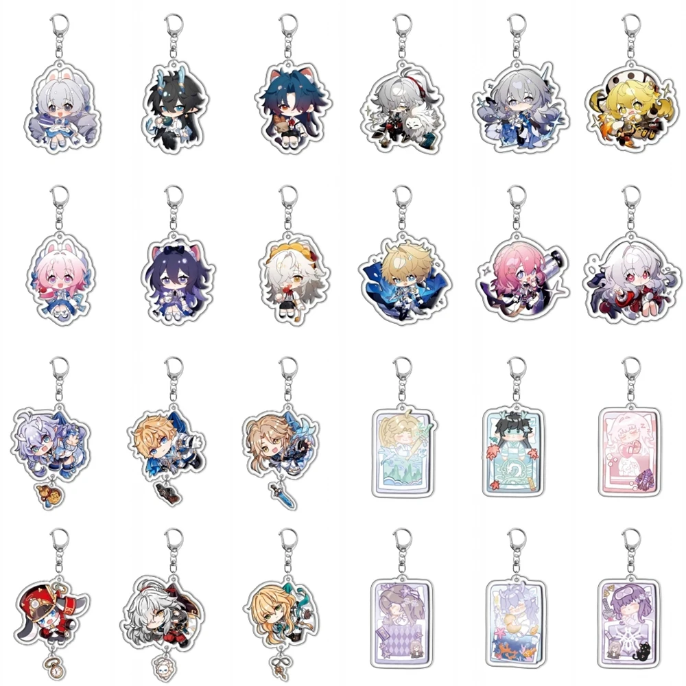 Game Honkai: Star Rail Pom Stelle Caelus Misha Aventurine Acheron Cosplay Character Keychain Acrylic Key Chain Pendant Keyring