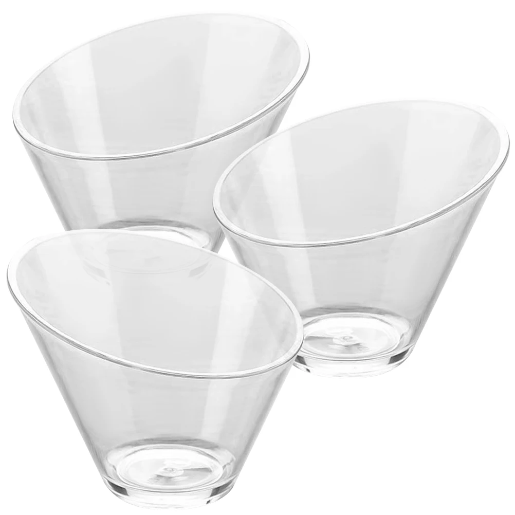 

3pcs Portable Ice Cream Bowls Transparent Salad Food Container Big Plastic Serving Bowl Snack Dessert Storage Kitchen