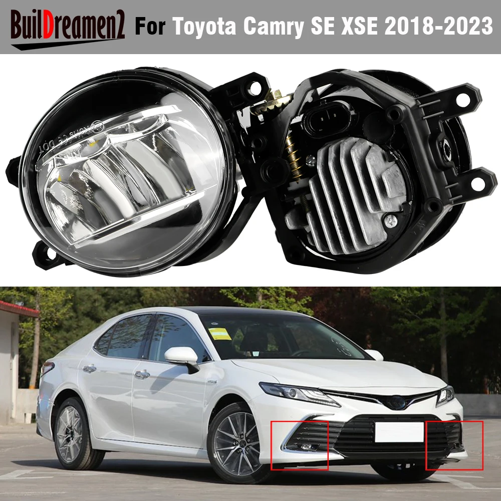 2 Pieces 30W Upgrade Car Right + Left LED Fog Light Assembly H11 12V For Toyota Camry SE XSE 2018 2019 2020 2021 2022 2023