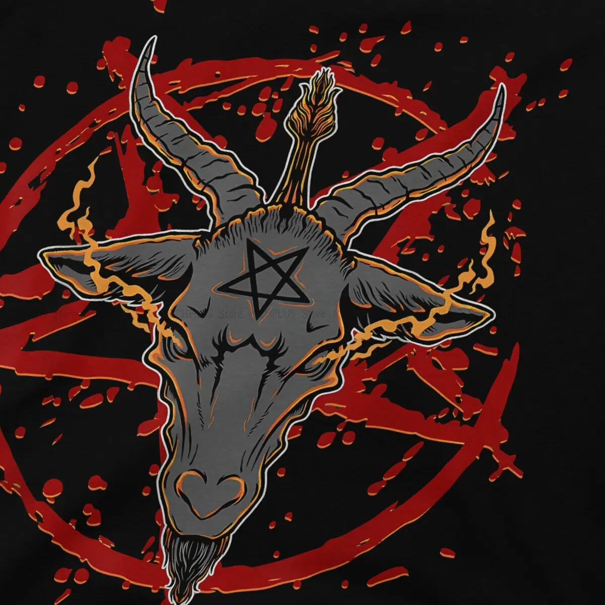 Pentagram Satanist TShirt For Male Satanic Baphomet Goat Clothing Novelty Polyester T Shirt Soft