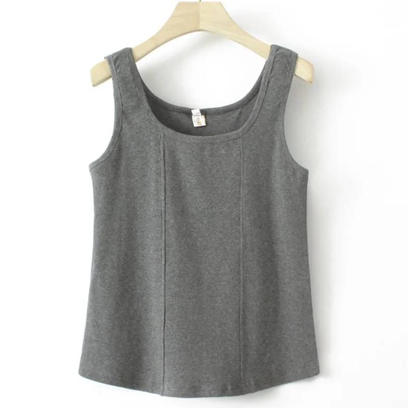 Plus Size Clothes Women Tank Tops Cotton U-Neck Splicing Pressing Line Sleeveless Garment Summer 2023