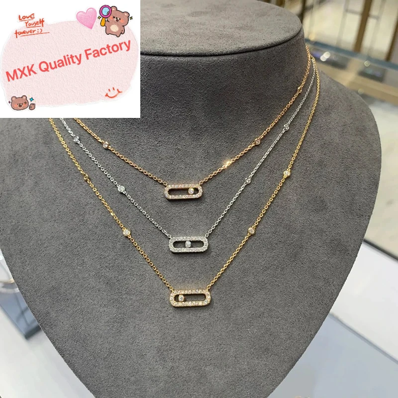 

MXK Роскошные французские ювелирные изделия Браслет MOVE Серебро 925 Классическое ожерелье с скользящим камнем Женская мода Простой подарок на день Святого Валентина для вечеринки