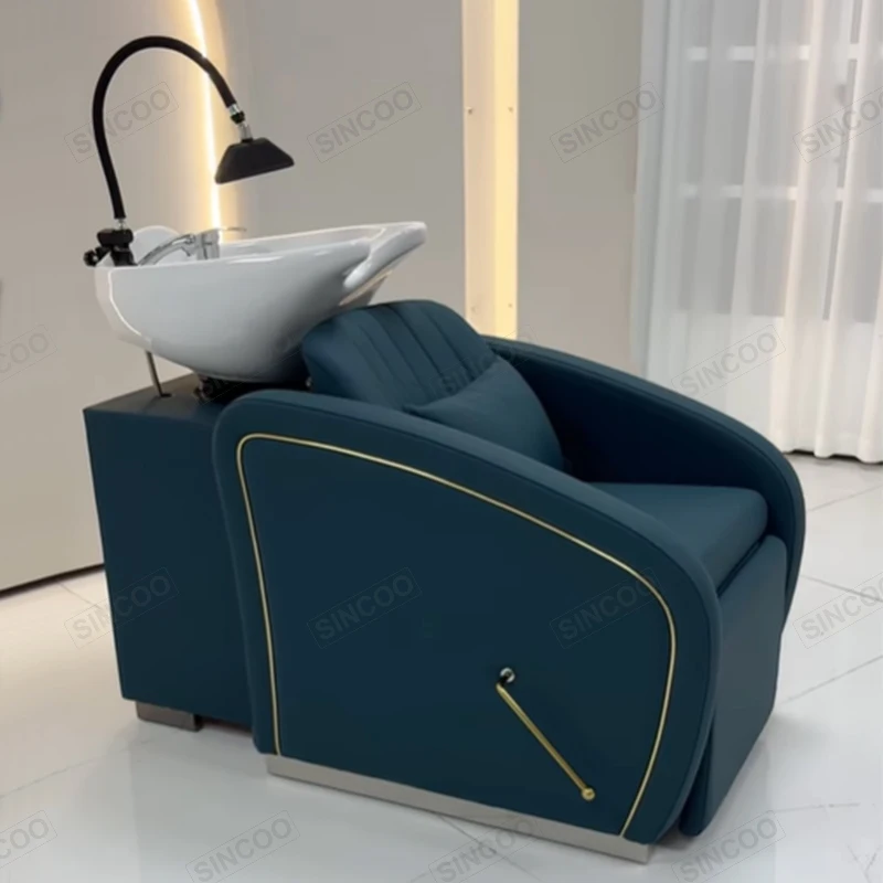 

Синее высококачественное кресло для шампуня с устройством для распыления воды, регулируемыми ножками, можно настроить цветную кровать для шампуня