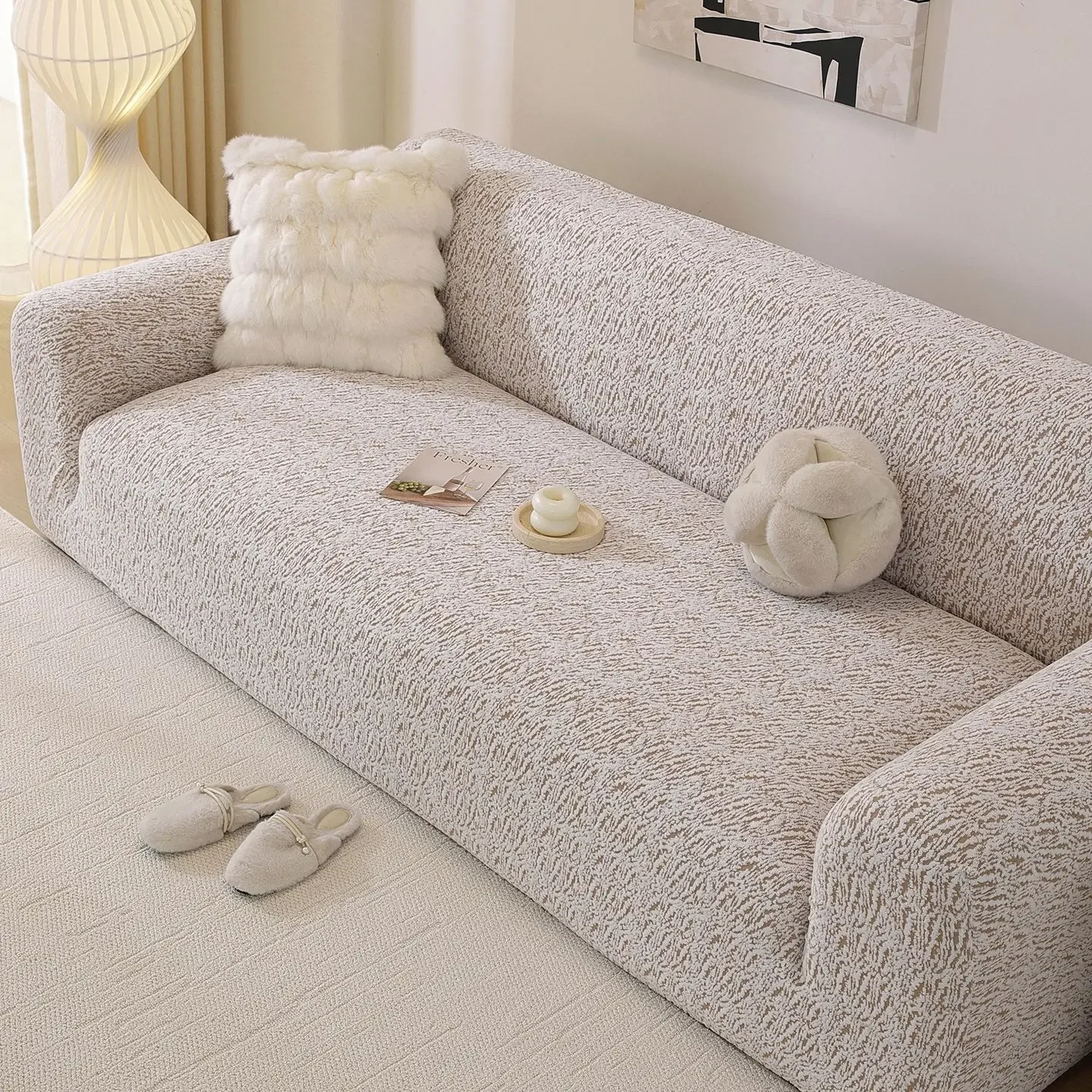 New Elastic Polar Fleece Sofa Cover All Inclusive Universal Anti Cat Scratch All Season Stretch Sofa Slipcover