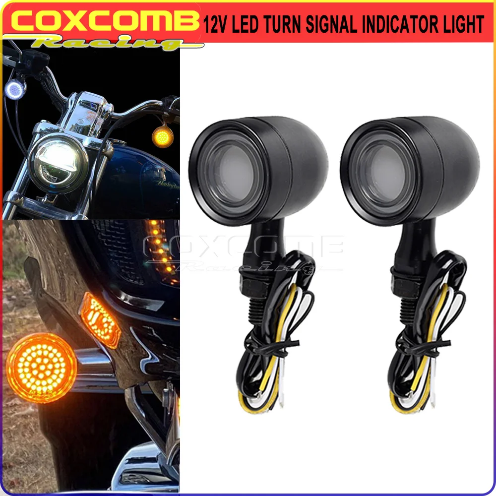 

Black Motorcycle LED Turn Signal Indicator Light Amber Blinker For Harley Chopper Bobber Cruiser Honda Suzuki Kawasaki Yamaha