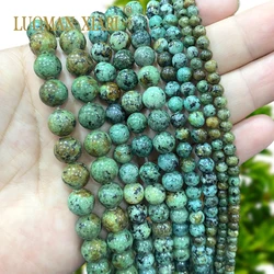 4 6 8 10MM Natural Stone Round African Turquoises Loose Spacer Beads for Jewelry Making DIY Bracelet Charms Accessories