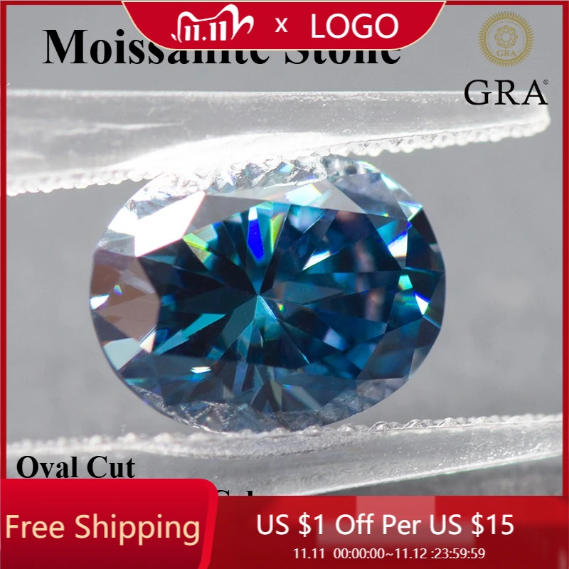

Moissanite Stone Oval Cut Sapphire Blue Color VVS1 High-quality DIY Charms Jewelry Making Main Materials with Certificate