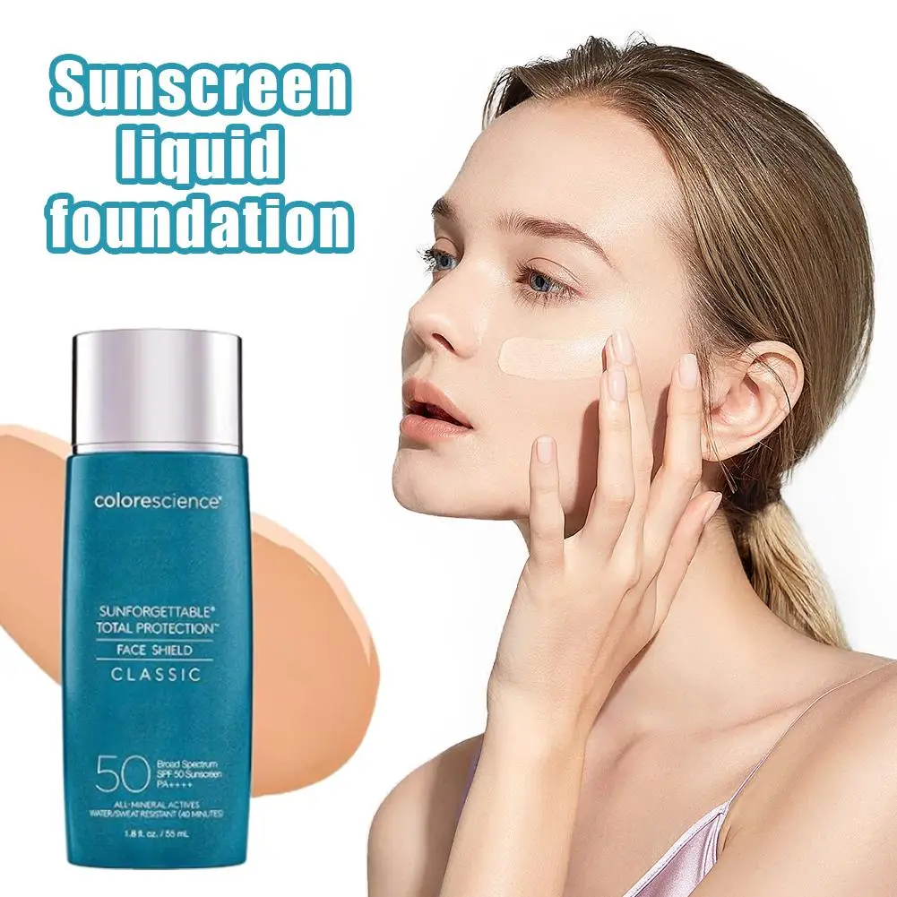SPF50 Tinted Foundation Sunscreen Natural Long-Lasting Makeup Base Hydrating Non-Greasy Lightweight Face Shield Cosmetic New