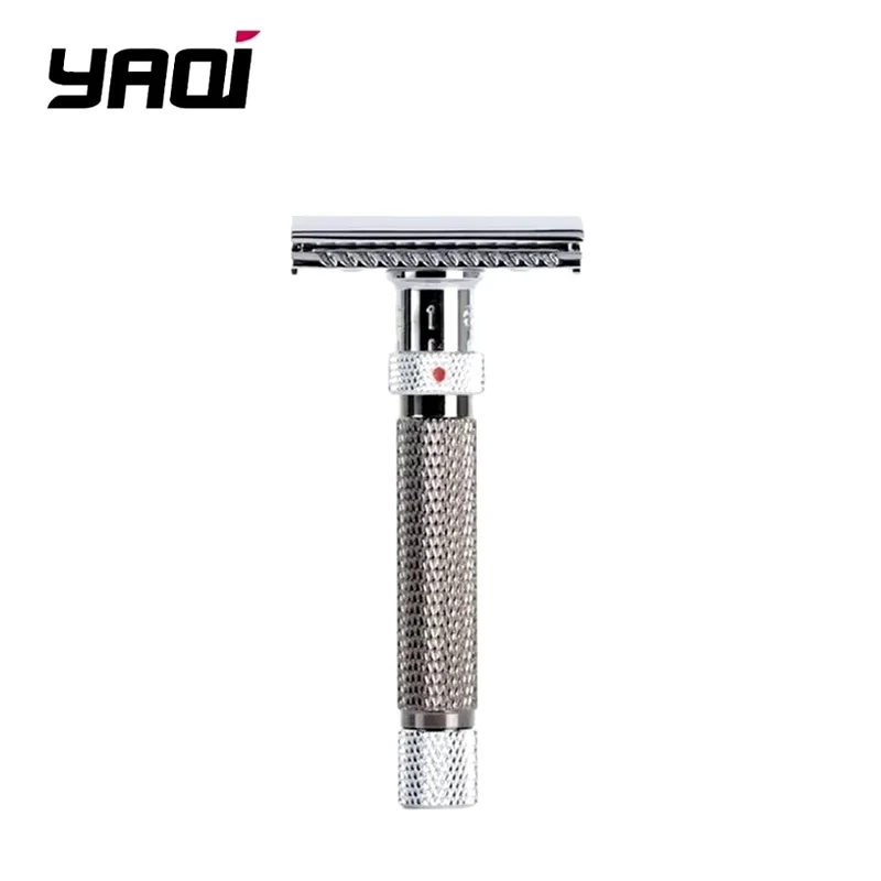 YAQI The Final Cut Adjustable Chrome And Gunmetal Color Wet Shave Tools Safety Razor Mens Wet Shave Grooming Tools for Men 2026