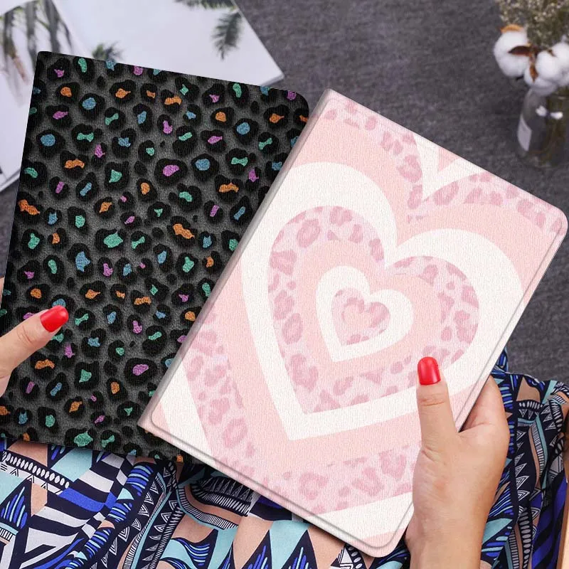

Pink Leopard Heart Pattern Gift Tablet Case For Huawei Honor MatePad MediaPad Air 5 6 7 11 V6 V7 V8 V9 X9 X8 T10 T10s C5e T5