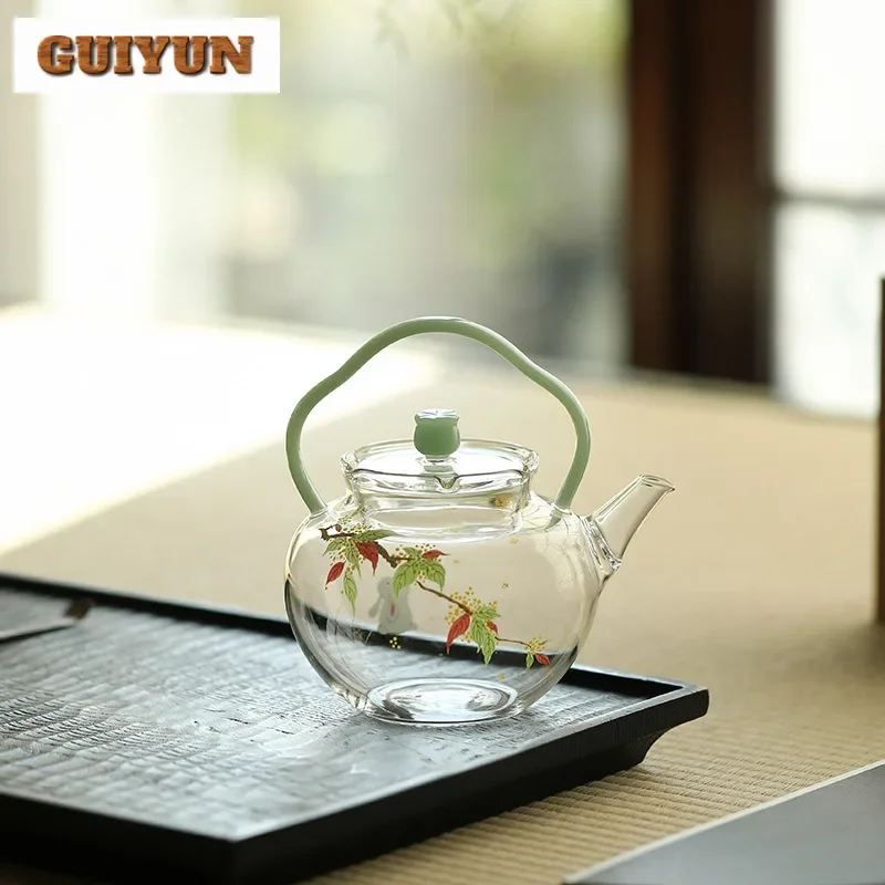 

270 мл стекло османтуса утолщенная подъемная ручка чайник ручной работы чайник чайник чайник с шариковым отверстием посуда для напитков ремесло