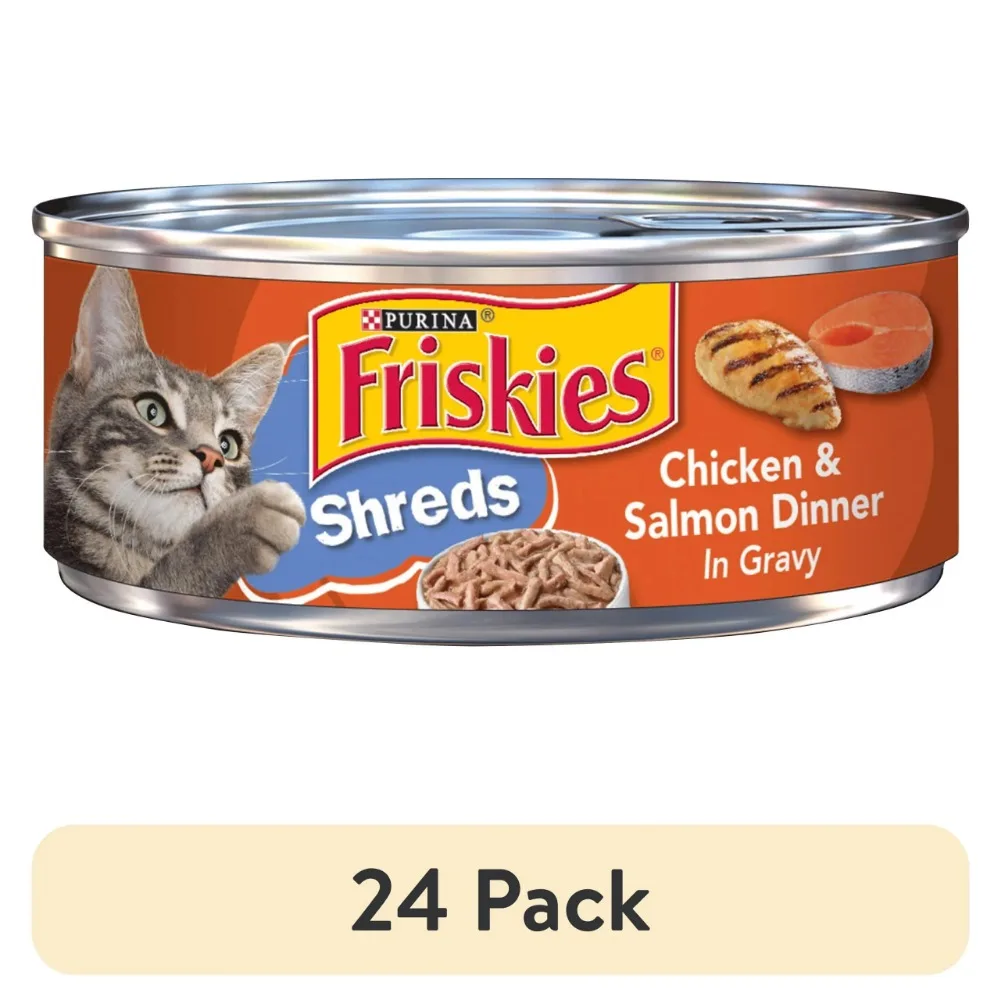 

(24 pack) Purina Shreds, Chicken and Salmon Dinner in Gravy, Wet Cat Food, 5.5 oz Can