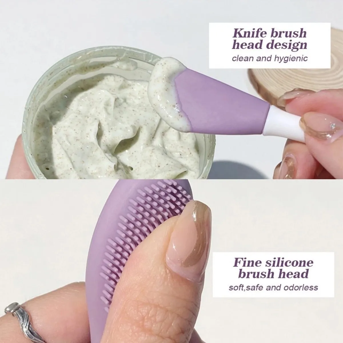 Juego de brochas de maquillaje de 2 piezas: brocha para base y cepillo para máscara de doble punta para un cuidado impecable de la piel y una aplicación de maquillaje