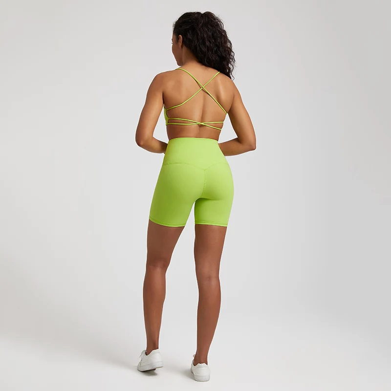 High Stretch Yoga Set Women Workout Sportswear Sexy Backless Sport Bra Suits Summer Short Sets Gym Clothing Sleeveless Tracksuit