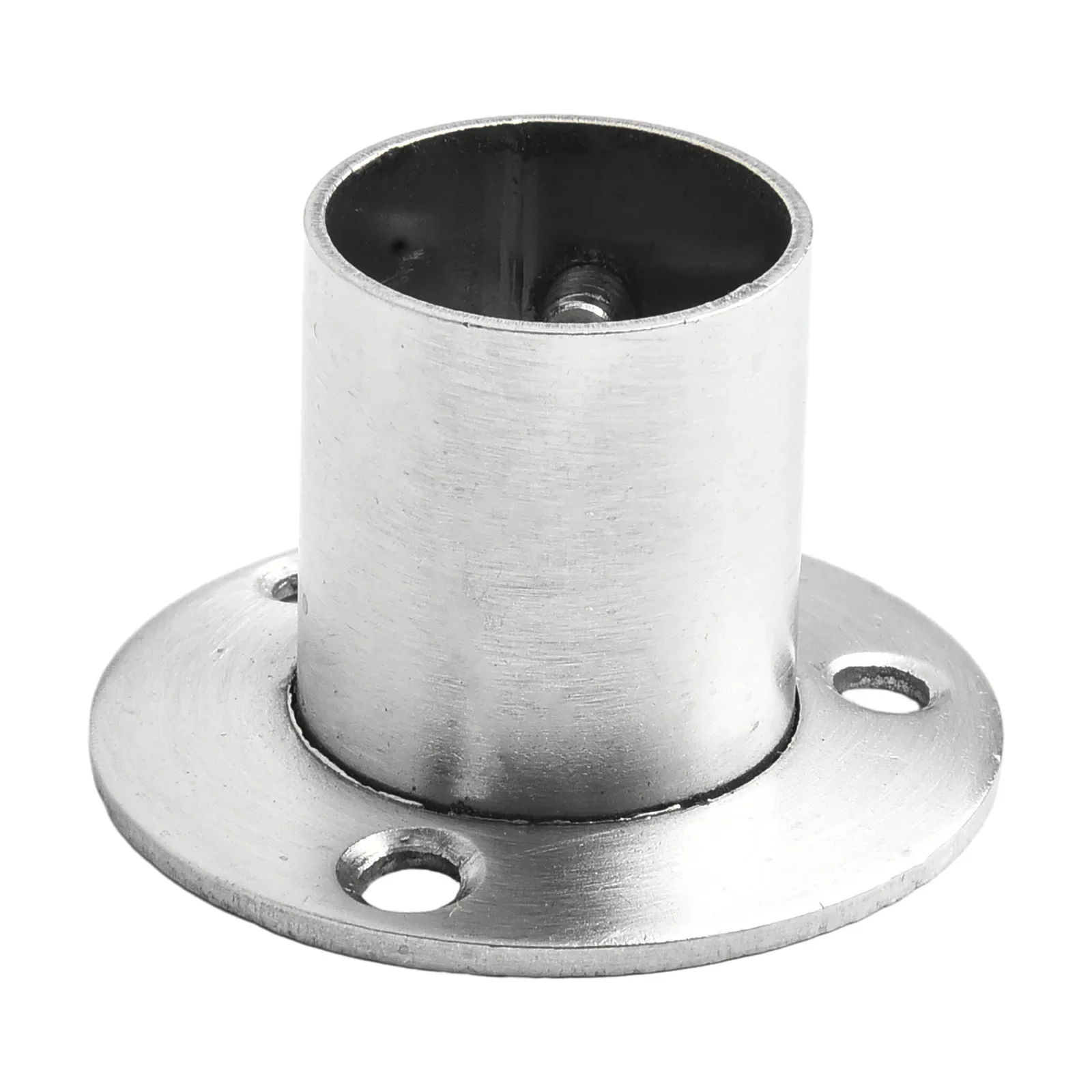 2pcs Flange Socket  Stainless Steel Pipe Bracket For Wardrobe Curtain Cloth Rod Seat Round Tube Seats Bracket Household Hardware image 2