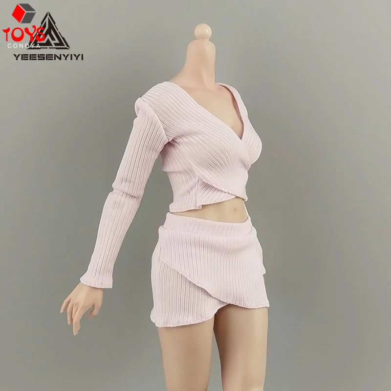 1/6 Scale Sexy V-neck Cross-Front Crop Top Short Skirt Clothes Model Fit 12" Female Soldier Action Figure Body Dolls