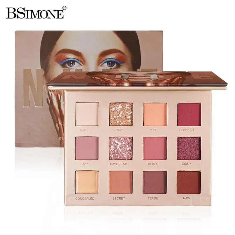 Paleta Cieni do Powiek BSIMONE 12 Kolorów, Perłowy Wykończenie, Ziemiste Odcienie, Długotrwałe, Naturalne, Łatwe do Blendowania, Prezent dla Kobiet