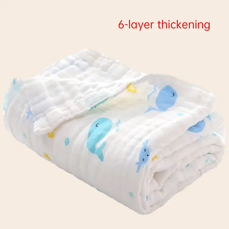 Baby BathTowel Boys Girls 100% Cotton Children Baby Towels Blanket For Newborn Bathrobe 6 Layers Gauze Washcloth Infant Swaddle