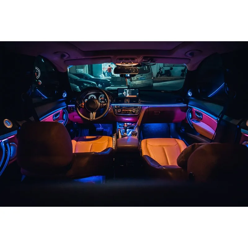 GT Exclusive Door Speaker Cover LED Atmosphere Kit, 64 Color Dynamic Interior Ambient Strip Fit 2013-2019 F34 3GT Sedan Full Car