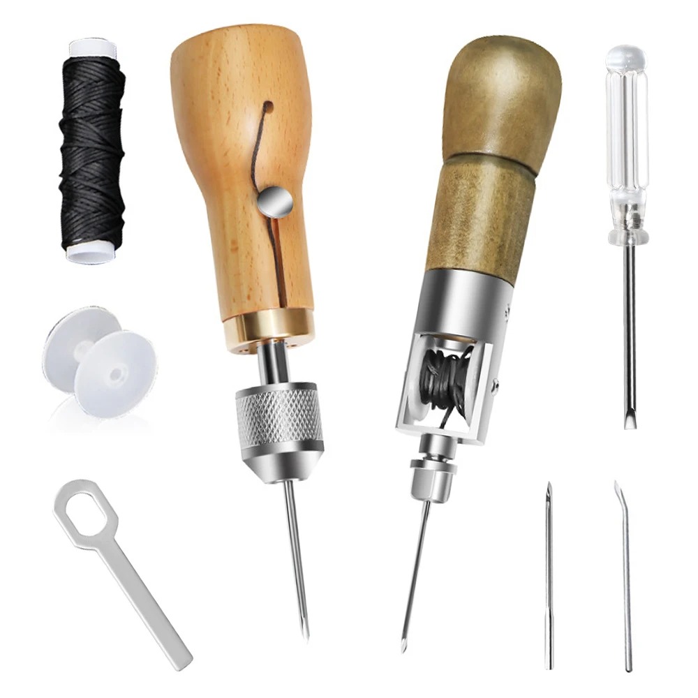 Shoemaker Canvas Repair Tools Stitching Belt Strips Leather Sewing Awl Kit Waxed Thread Hand Sewing Tools Leather Craft Edge DIY