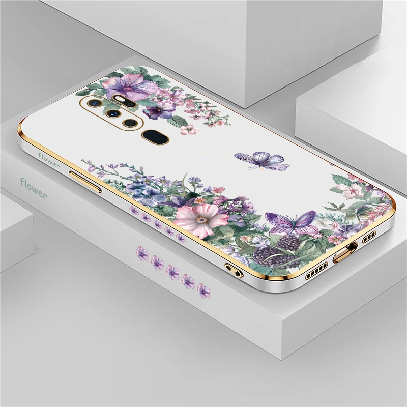 

Чехол для телефона OPPO A3X 5G A9X A8 A7 A5S A5 A11K A11 A9 2020 A3X A3 Pro, роскошное силиконовое покрытие с милым бабочкой и цветком