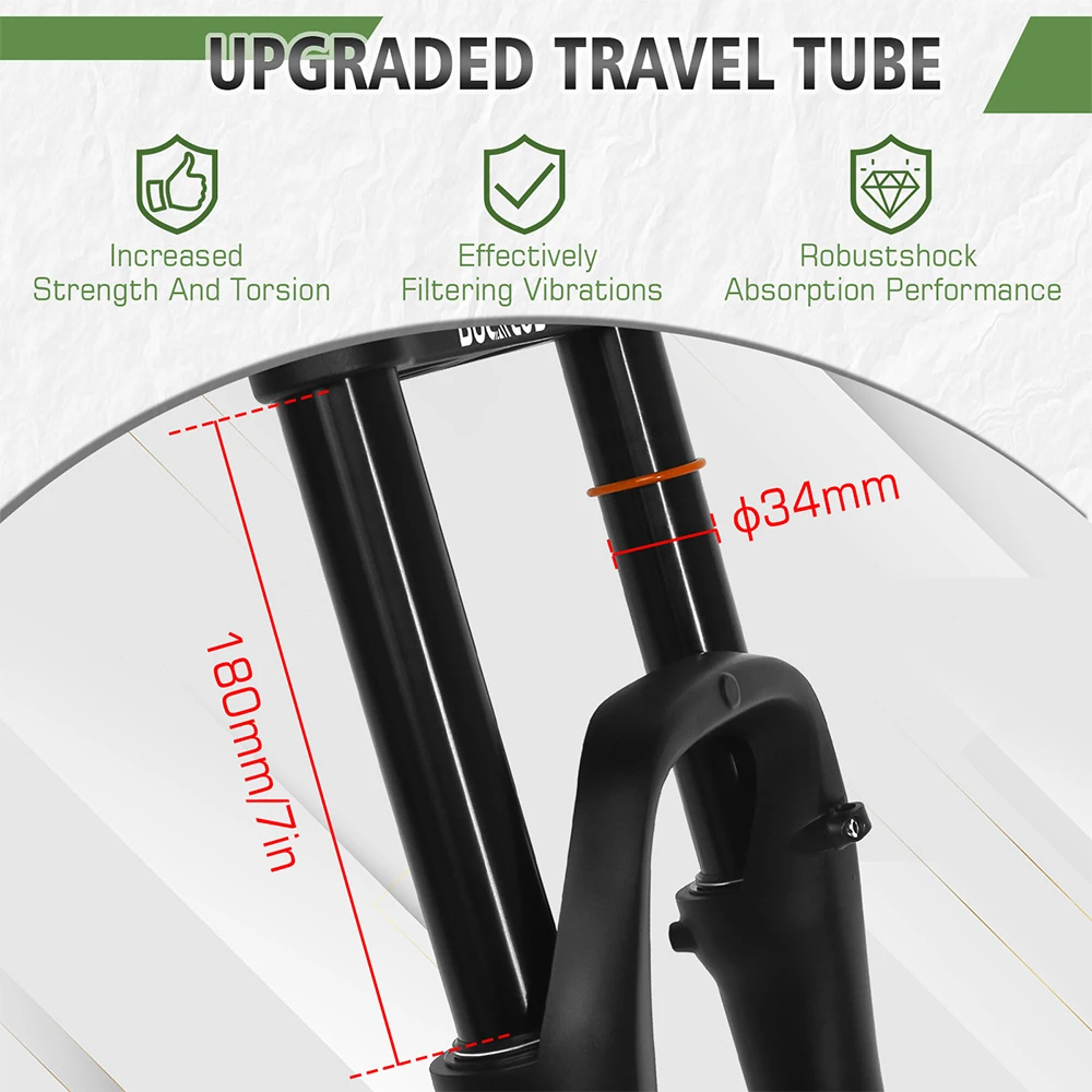 BUCKLOS 20 Zoll Fahrradgabel Federung Faltradgabel für 2,5/3,0/4,0/5,0 Reifen 9*135mm E-Bike Gabeln Schnee- und Strandfahrradgabeln – Detail 5