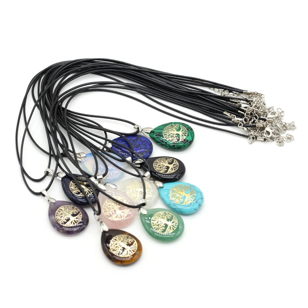 Natural Stone Lapis Lazuli Pendant Necklace 7 Chakras Reiki Heal Amethysts Turquoises Charms Necklaces for Women Men Jewelry