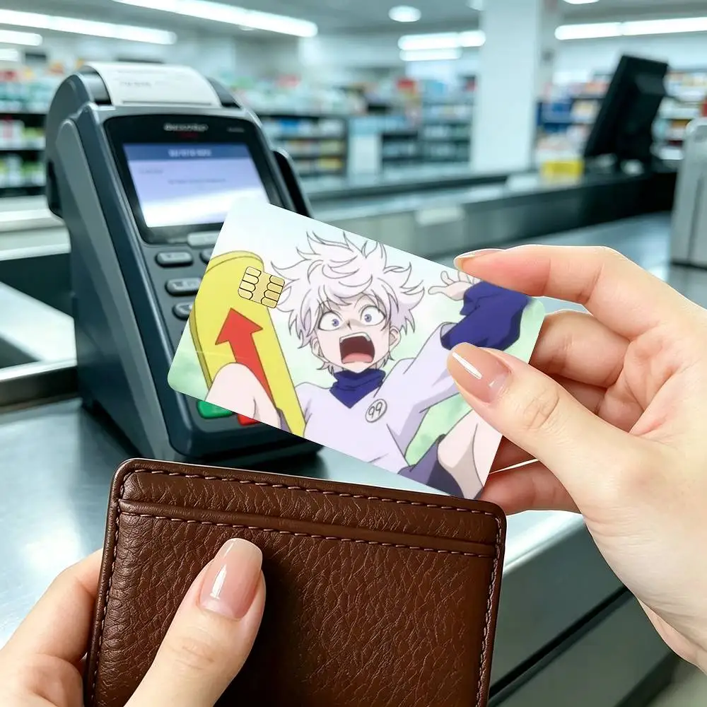 H-Hunter x Hunter Killua Zoldyck Credit Card HD Stickers Small Chip Waterproof Sticker Game Card Decal Gift