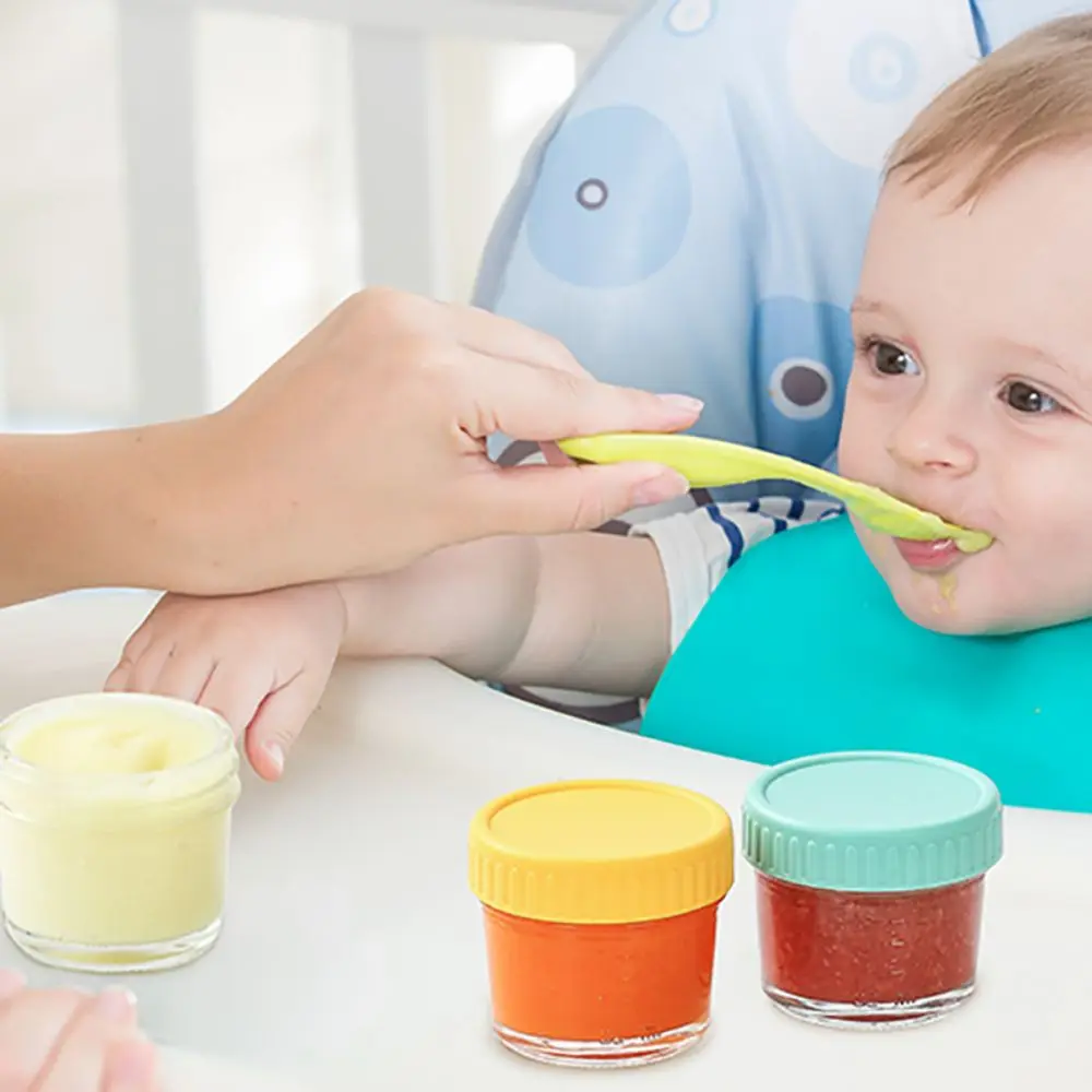 

6pcs Multipurpose Glass Baby Food Jar with Scale Reusable Dipping Sauce Cup with Lid Leakproof Salad Dressing Container Jam