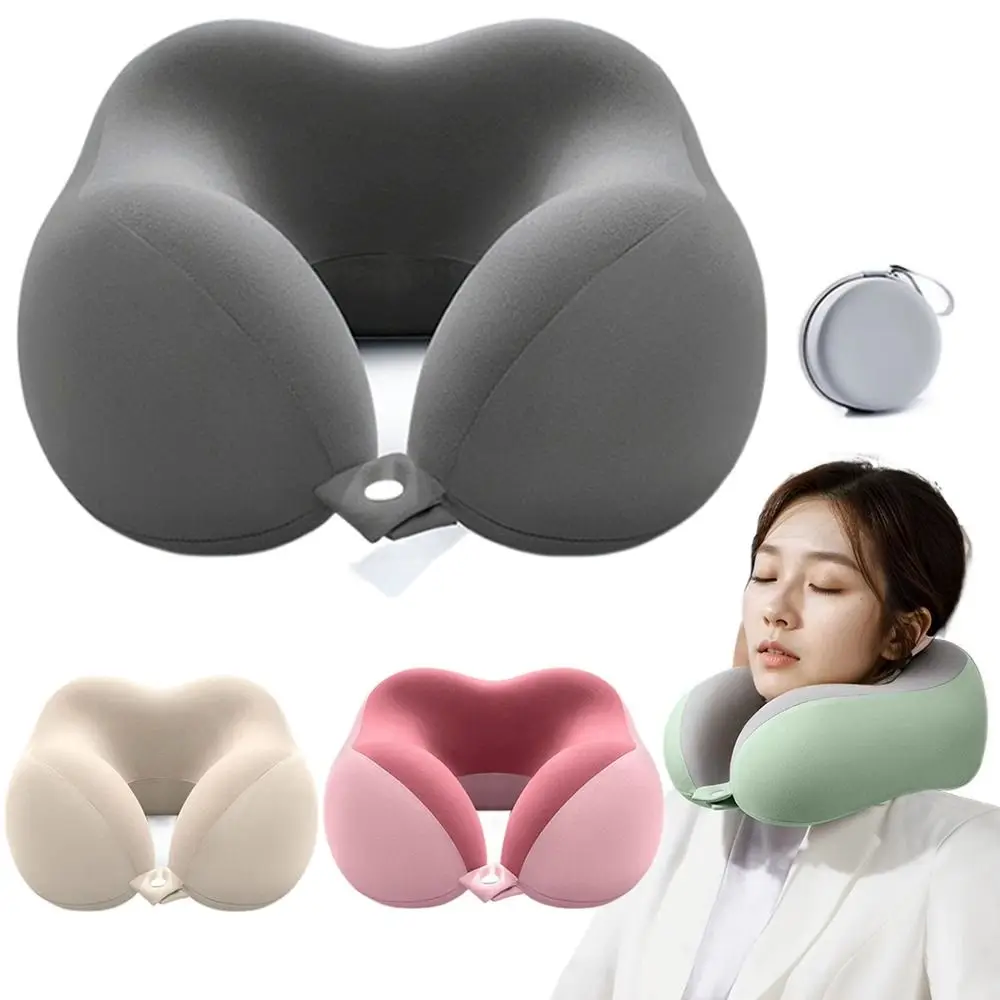 

360 Degree Head Support U-Shaped Pillow with Storage Box Slow Rebound Travel Neck Support Pillow Comfortable Washable