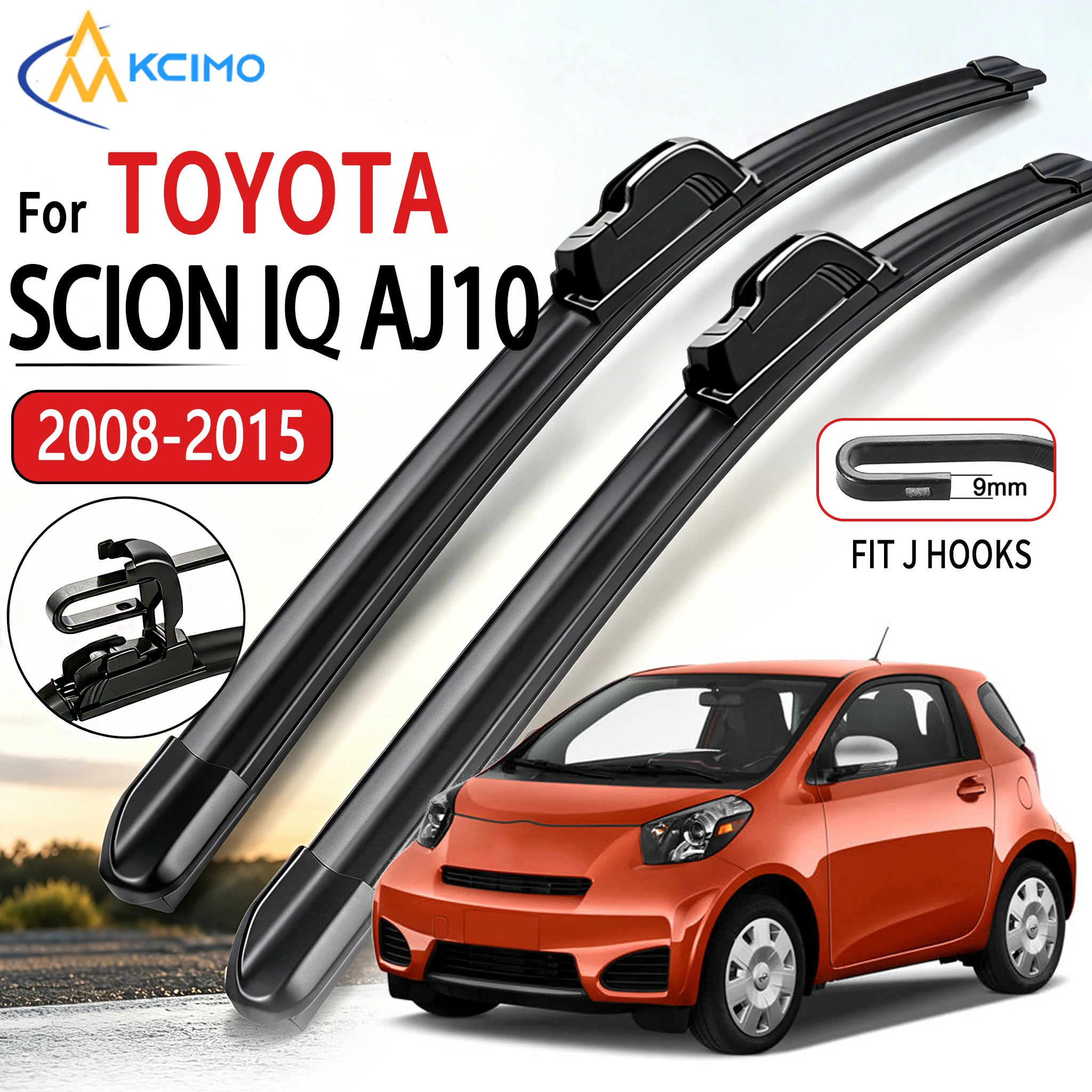 Für Toyota Scion IQ AJ10 2008-2015 2 Stück Auto-Frontscheibenwischer U-Form Weicher Gummi Knochenloser Wischer HD Leise Langlebiger Wischer 21"+18"