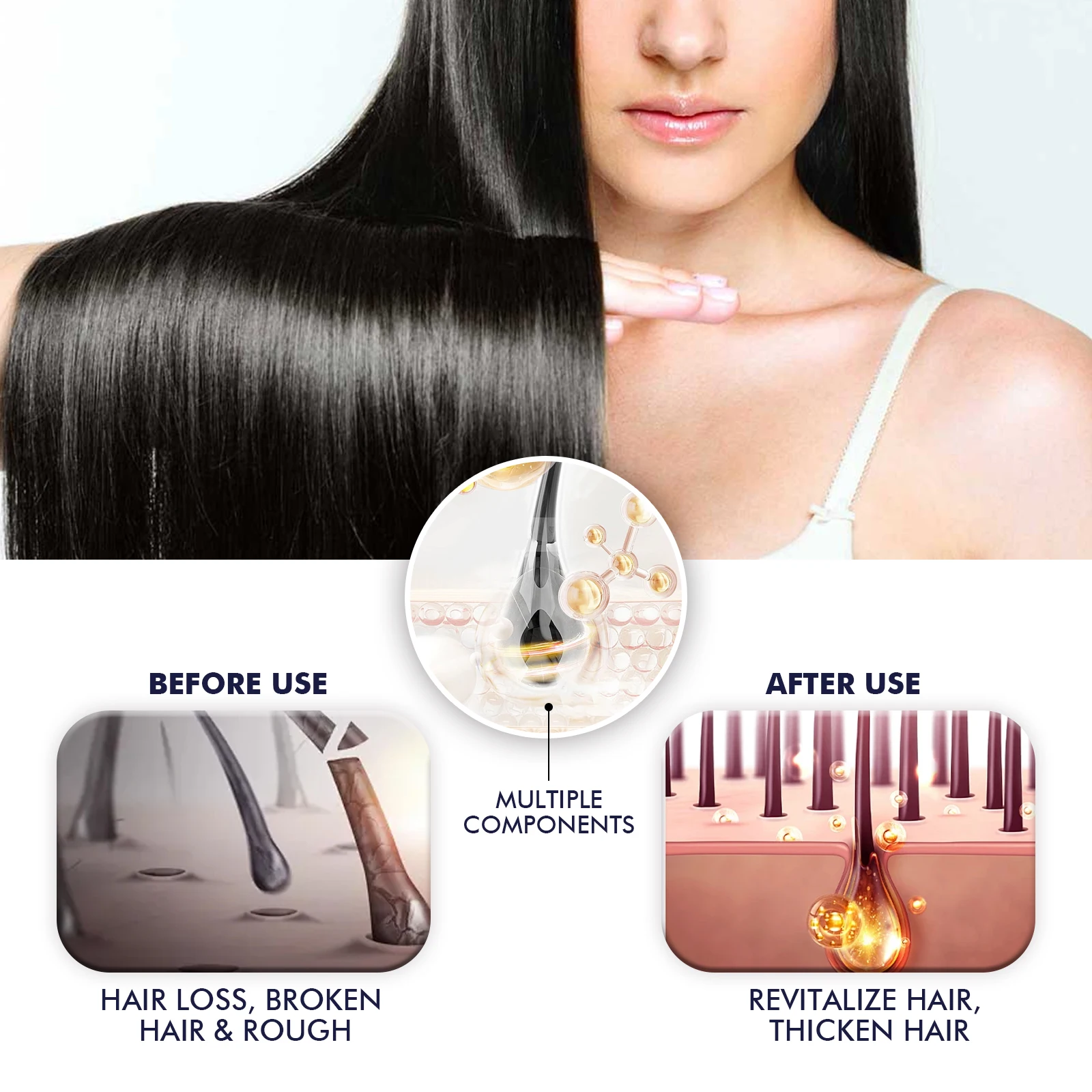 Hair Growth Spray Prevent Baldness Treatment Scalp Dry Damaged Split Hair Dense Strengthen Nourishing Smoothing Massage Liquid view 5