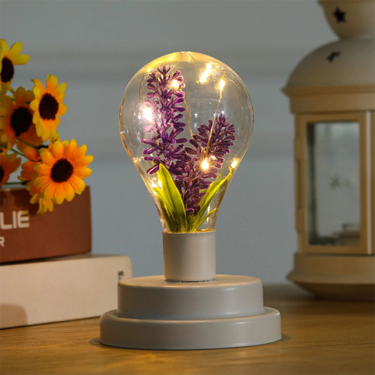 Nieuwe Groene Plant LED Koperdraad Batterij Aangedreven Nachtlampje voor Kinderen Slaapkamer Desktop Nachtkastje Decoratie Licht met Warm Licht