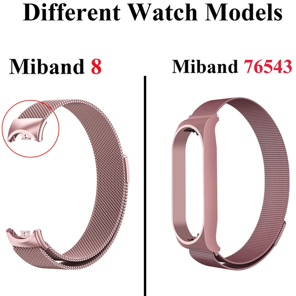 Milanese Loop Strap for Xiaomi Mi Band 8 7 bracelet stainless steel metel Correa Miband band6 band4 for Xiaomi mi band 4 5 6 7 9