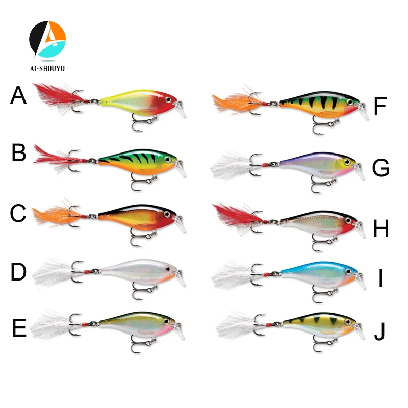 AI-SHOUYU 1pc Minnow Fishing Lure 9cm/13g Sinking Swimbait Crankbaits Hard Bait with Feather De Pesca For Pike Fish